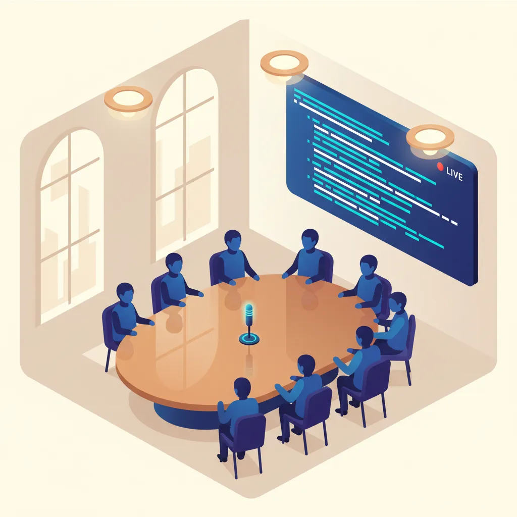 Salle de conseil municipal avec transcription en direct
